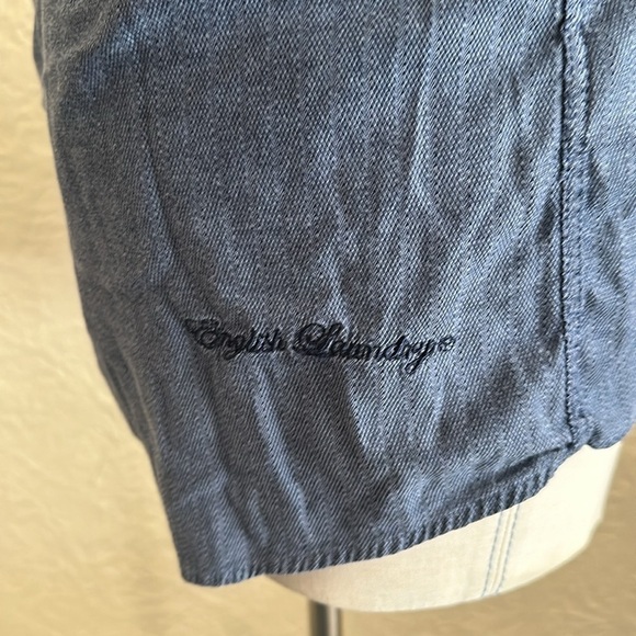 English Laundry Blue Herringbone Button Front Shirt Medium 15 15.5 x 34-35 - Picture 8 of 11